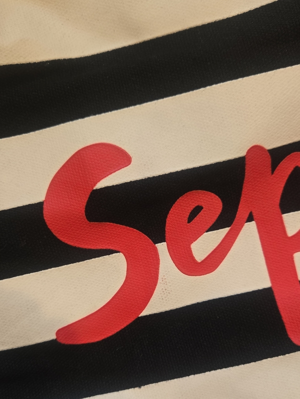 Sephora Black/White Striped Lipstick Tote Bag - Picture 4 of 8